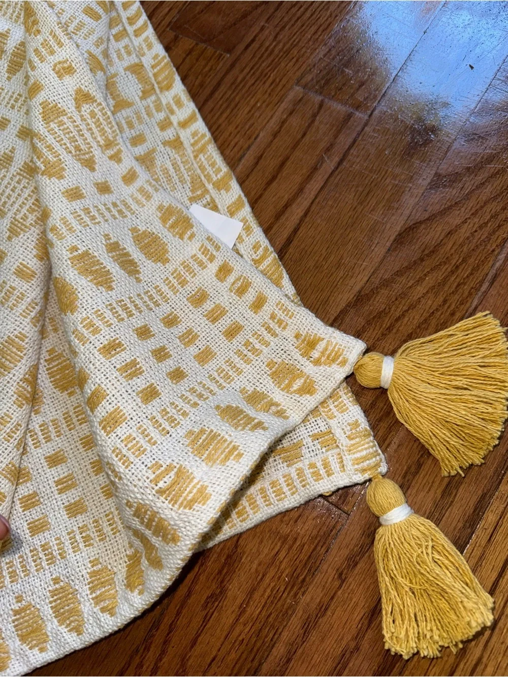 Celerie Kemble Beige & Mustard Yellow Knit Throw Blanket
